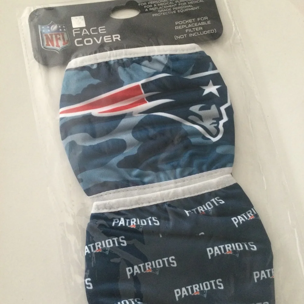 FOCO NFL NEW ENGLAND PATRIOTS 2 pack FACE MASKS NWT BLUE WHITE